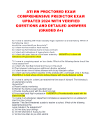 ATI RN PROCTORED EXAM  COMPREHENSIVE PREDICTOR EXAM  UPDATED 2024 WITH VERIFIED  QUESTIONS AND DETAILED ANSWERS (GRADED A+)