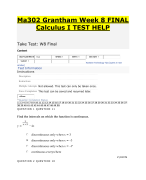 Ma302 Grantham Week 8 FINAL  Calculus I TEST HELP 2024