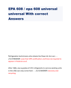 EPA 608 / epa 608 universal universal With correct Answers