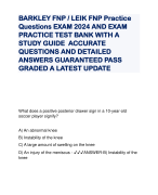 BARKLEY FNP / LEIK FNP Practice Questions EXAM 2024 AND EXAM PRACTICE TEST BANK WITH A STUDY GUIDE ACCURATE QUESTIONS AND DETAILED ANSWERS GUARANTEED PASS GRADED A LATEST UPDATE