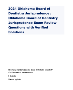 2024 Oklahoma Board of Dentistry Jurisprudence / Oklahoma Board of Dentistry Jurisprudence Exam Review Questions with Verified Solutions