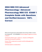 2024 NSG 533 Advanced Pharmacology / Advanced Pharmacology NSG 533 EXAM 1 Complete Guide with Questions and Verified Answers 100% Correct