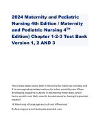 2024 Maternity and Pediatric Nursing 4th Edition / Maternity and Pediatric Nursing 4TH Edition) Chapter 1-2-3 Test Bank Version 1, 2 AND 3