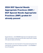 2024 DCF Special Needs Appropriate Practices (SNP) / DCF Special Needs Appropriate Practices (SNP) graded A+ already passed