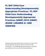 FL DCF Child Care Understanding Developmentally Appropriate Practices / FL DCF Child Care Understanding Developmentally Appropriate Practices (UDAP) 2019 (UDAP) (EXAM ) GRADED A+ AND VERIFIED