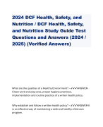 2024 DCF Health, Safety, and Nutrition / DCF Health, Safety, and Nutrition Study Guide Test Questions and Answers (2024 / 2025) (Verified Answers)