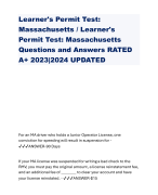 Learner's Permit Test: Massachusetts / Learner's Permit Test: Massachusetts Questions and Answers RATED A+ 2023|2024 UPDATED