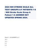 2024 NIH STROKE SCALE ALL TEST GROUPS A-F PATIENTS 1-6 / NIH Stroke Scale Group A Patient 1-6 ANSWER KEY UPDATED SPRING 2024.