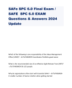 SAFe SPC 6.0 Final Exam / SAFE SPC 6.0 EXAM Questions & Answers 2024 Update