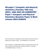 AS paper 1 inorganic and physical chemistry (Tuesday 16th may 2023) / AQA 2023 AS CHEMISTRY Paper 1 Inorganic and Physical Chemistry Question Paper & Mark scheme 2024 UPDATE