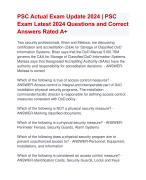 PSC Actual Exam Update 2024 | PSC  Exam Latest 2024 Questions and Correct  Answers Rated A+ | Verified PSC  Exam 2024 Quiz with Accurate Solutions ARanking Allpass Agraded