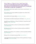 TEXAS PENAL CODE EXAM LATEST 2023-2024  ACTUAL EXAM 300 QUESTIONS AND CORRECT  DETAILED ANSWERS WITH RATIONALES (VERIFIED  ANSWERS) |ALREADY GRADED A+