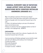 GENERAL SURGERY END OF ROTATION  EXAM LATEST 2024 ACTUAL EXAM QUESTIONS WITH VERIFIED DETAILED  ANSWERS (GRADED A+)