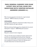 PAEA GENERAL SURGERY EOR EXAM  LATEST 2024 ACTUAL EXAM 300+  QUESTIONS WITH VERIFIED DETAILED  ANSWERS (GRADED A+)