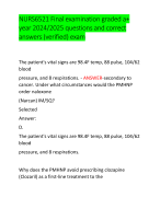 NUR 635 - Midterm Exam Study Guide.Latest Updates 2023  GCU NUR-635 Mid-Term Study Guide – Dr. Don Marsh  - Pharmacology (from the Greek word ‘pharmakon,’meaning drug): the study of drugs  and their structure, targets of action, mechanisms of action (MOA), distribution (how  the body disburses them throughout the body), desired physiologic effects (efficacy)  and undesirable side effects (toxicity).  - Pharmacokinetics includes ADME (absorption, distribution, metabolism and elimination). - Absorption: absorption from the administration site either directly or indirectly into  the blood/plasma. - Distribution: reversibly/irreversibly movement of drug from the bloodstream into the  interstitial and intracellular fluid. - Metabolism: drug biotransformation via metabolic pathways, primarily the liver, or by  other tissues. - Elimination: how parent drug & its metabolites are eliminated from the body Absorption Factors: - Gastrointestinal pH changes - Gastric emptying - Gastric/intestinal enzymes - Bile acids & biliary function - Gastrointestinal flora (type and quantity of bacteria) - Food & nutrient interactions (most common interaction influencing GI drug  absorption) - Lipid solubility of the drug Distribution: - Membrane permeability: Cross membranes to site of action - Blood brain barrier reduces the speed of drug passage into and out of brain tissue - Plasma protein binding: drugs bound to plasma proteins do not cross  membranes (Note: Malnutrition = albumin = free drug = greater pharmacologic  response) - Aging cause a reduction in production of plasma proteins - Lipophilicity of drug: lipophilic drugs concentrate in adipose tissue; remain in the body  for a longer period of time