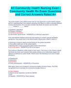 Ati Community Health Nursing Exam |  Community Health Rn Exam Questions  and Correct Answers Rated A+