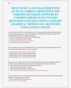 HESI CRITICAL RN EXAM 2024 WITH  ACTUAL CORRECT QUESTIONS AND  VERIFIED DETAILED ANSWERS BY  EXPERTS |FREQUENTLY TESTED  QUESTIONS AND SOLUTIONS |ALREADY  GRADED A+ |NEWEST |GUARANTEED  PASS |LATEST UPDATE