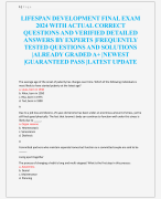 LIFESPAN DEVELOPMENT FINALEXAM  2024 WITH ACTUAL CORRECT  QUESTIONS AND VERIFIED DETAILED  ANSWERS BY EXPERTS |FREQUENTLY  TESTED QUESTIONS AND SOLUTIONS  |ALREADY GRADED A+ |NEWEST  |GUARANTEED PASS |LATEST UPDATE