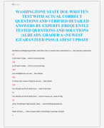 WASHINGTONE STATE DOL WRITTEN  TEST WITH ACTUAL CORRECT  QUESTIONS AND VERIFIED DETAILED  ANSWERS BY EXPERTS |FREQUENTLY  TESTED QUESTIONS AND SOLUTIONS  |ALREADY GRADED A+|NEWEST  |GUARANTEED PASS |LATEST UPDATE