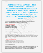 HESI MILESTONE 2 EXAM 2024 TEST  BANK WITH ACTUAL CORRECT  QUESTIONS AND VERIFIED DETAILED  RATIONALES ANSWERS BY EXPERTS  |FREQUENTLY TESTED QUESTIONS AND  SOLUTIONS |ALREADY GRADED A+  |NEWEST|GUARANTEED PASS |LATEST  UPDATE