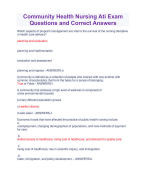 Community Health Nursing Ati Exam  Questions and Correct Answers