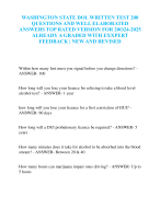 WASHINGTON STATE DOL WRITTEN TEST 200 QUESTIONS AND WELL ELABORATED ANSWERS TOP RATED VERSION FOR 20O24-2025 ALREADY A GRADED WITH EXXPERT FEEDBACK | NEW AND REVISED