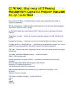 C176 WGU Business of IT Project  Management CompTIA Project+ Random  Study Cards 2024