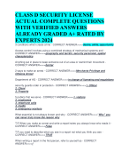 CLASS D SECURITY LICENSE ACTUAL COMPLETE QUESTIONS WITH VERIFIED ANSWERS ALREADY GRADED A+ RATED BY EXPERTS 2024