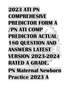 2023 ATI PN  COMPREHESIVE  PREDICTOR FORM A  /PN ATI COMP  PREDICTOR ACTUAL  180 QUESTION AND  ANSWERS LATEST  VERSION 2023-2024  RATED A GRADE.