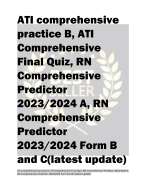 ATI comprehensive  practice B, ATI  Comprehensive  Final Quiz, RN  Comprehensive  Predictor 