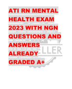 ATI RN MENTAL  HEALTH EXAM  2023 WITH NGN QUESTIONS AND  ANSWERS  ALREADY  GRADED A+