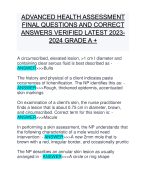 ADVANCED HEALTH ASSESSMENT FINAL QUESTIONS AND CORRECT ANSWERS VERIFIED LATEST 2023-2024 GRADE A +