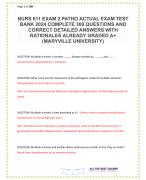 NURS 611 EXAM 2 PATHO ACTUAL EXAM TEST BANK 2024 COMPLETE 300 QUESTIONS AND CORRECT DETAILED ANSWERS WITH RATIONALES ALREADY GRADED A+ (MARYVILLE UNIVERSITY)