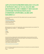 ADVANCED PATHOPHYSIOLOGY EXAM  4 NEWEST 2024 ACTUAL EXAM 180+ QUESTIONS AND CORRECT DETAILED  ANSWERS WITH RATIONALES  (VERIFIED ANSWERS) |ALREADY  GRADED A+