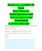 APEA 3P  Exam  Prep- Women's Health Questions with  Correct Answers and  Explanations  LATEST 2022-2