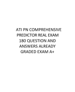ATI PN COMPREHENSIVE PREDICTOR REAL EXAM 180 QUESTION AND  ANSWERS ALREADY  GRADED EXAM A+