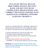 NGN ATI RN MENTAL HEALTH PROCTORED NEWEST 2024 TEST BANK AND 2023 TEST BANK COMPILATION 500 QUESTIONS AND CORRECT DETAILED ANSWERS WITH RATIONALES (VERIFIED ANSWERS) 