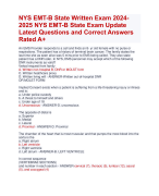 NYS EMT-B State Written Exam 2024- 2025 NYS EMT-B State Exam Update  Latest Questions and Correct Answers  Rated A+ | Verified NYS EMT-B State  Exam 2024 Quiz with Accurate Solutions Aranking Allpass Agraded