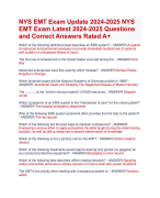 NYS EMT Exam Update 2024-2025 NYS  EMT Exam Latest 2024-2025 Questions  and Correct Answers Rated A+ | Verified NYS EMT Exam 2024 Quiz with Accurate Solutions Aranking Allpass Agraded 
