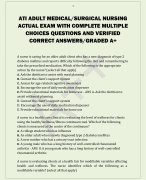 ATI ADULT MEDICAL/SURGICAL NURSING  ACTUAL EXAM WITH COMPLETE MULTIPLE  CHOICES QUESTIONS AND VERIFIED  CORRECT ANSWERS/GRADED A+