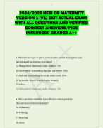 2024/2025 HESI OB MATERNITY  VERSION 1 (V1) EXIT ACTUAL EXAM  WITH ALL QUESTIONS AND VERIFIED  CORRECT ANSWERS/PICS  INCLUDED!! GRADED A++