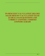 PN HESI EXIT V1 & V2 LATEST 2022-2023  EXAM/ HESI PN V1 & V2 LATEST EXAM  221 REAL EXAM QUESTIONS AND  CORRECT ANSWERS | VERIFIED  ANSWERS AGRADE