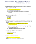 ATI PHARMACOLOGY 2019 PROCTORED EXAM - STUDY GUIDE/A+ GRADE