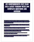ATI COMPREHENSIVE EXIT EXAM 2024 LATEST VERSION WITH 200 COMPLETE QUESTIONS AND ANSWERS 
