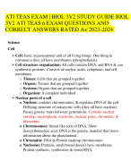 ATI TEAS EXAM | BIOL 3V2 STUDY GUIDE BIOL  3V2 ATI TEAS 6 EXAM QUESTIONS AND  CORRECT ANSWERS RATED A+ 2024_25