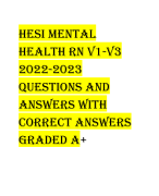 HESI Mental  Health RN V1-V3  2022-2023  QUESTIONS AND  ANSWERS WITH  CORRECT ANSWERS  GRADED A+