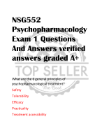 NSG552  Psychopharmacology  Exam 1 Questions  And Answers verified  answers graded A+