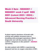 Week 2 Quiz - NSG6001 // NSG6001 week 2 quiZ NSG  6001 (Latest 2023 / 2024) :  Advanced Nursing Practice I - South University