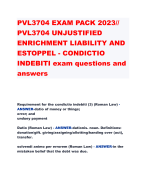 PVL3704 EXAM PACK 2023// PVL3704 UNJUSTIFIED  ENRICHMENT LIABILITY AND  ESTOPPEL - CONDICTIO  INDEBITI exam questions and  answers