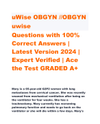 uWise OBGYN //OBGYN  uwise Questions with 100%  Correct Answers |  Latest Version 2024 |  Expert Verified | Ace  the Test GRADED A+